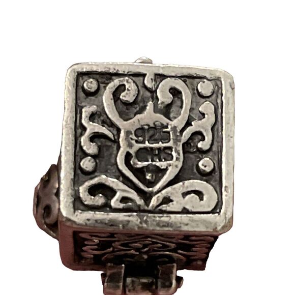 Sterling Silver 925 Prayer Box Pendant Charm Signed Vintage Ornate - Picture 2 of 13